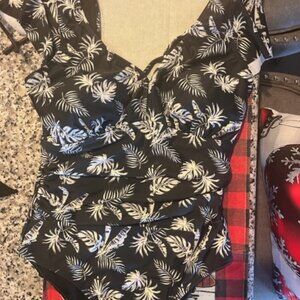 Dokotoo One Piece Ruffle Sleeve Swimsuit W/Sarong NWT